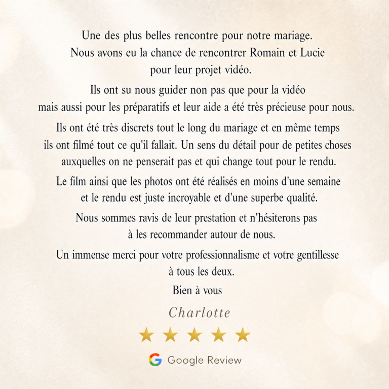 Témoignage client Di Angelo Prod vidéaste mariage Rhône-Alpes
